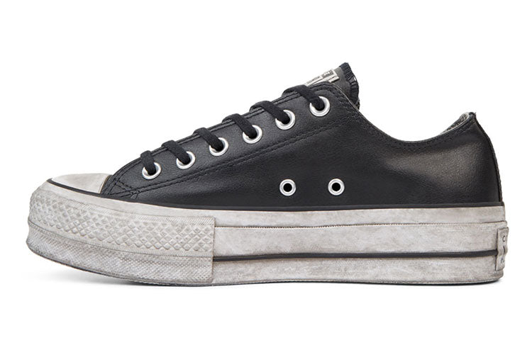 (WMNS) Converse Chuck Taylor All Star Leather Smoke Platform Low Top Retro Black White 562910C