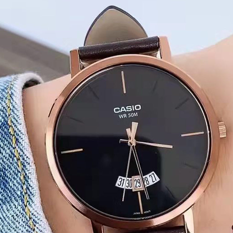 CASIO Male DRESS Japan / South Korea Fashion Waterproof Mens Black Analog MTP-B100RL-1EVDF