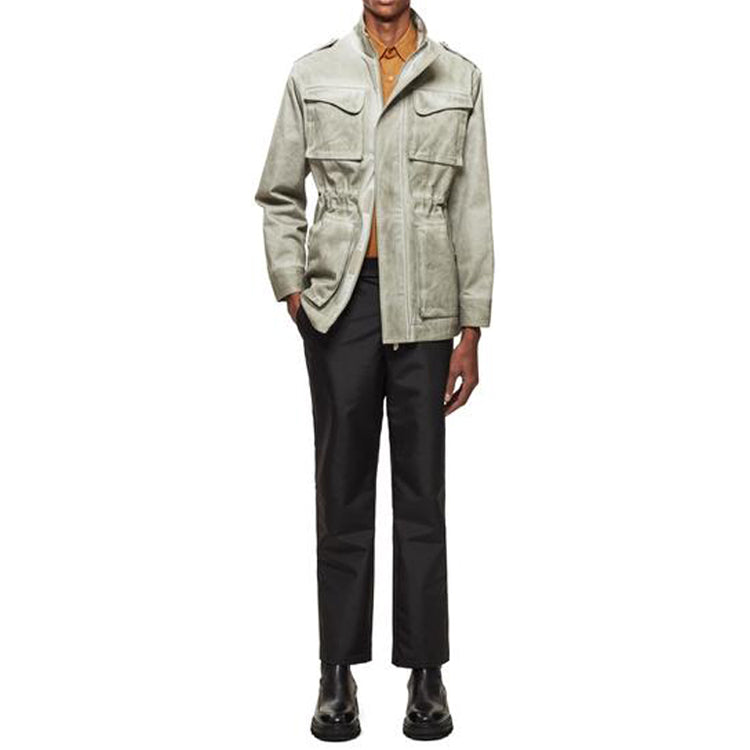 Men's A-COLD-WALL* FW20 Solid Color Stand Collar Multiple Pockets Jacket light grey ACWMO027-STN