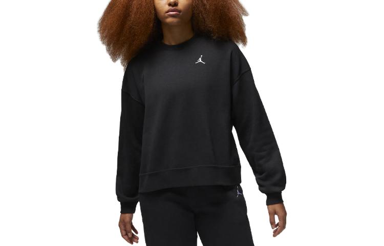 (WMNS) Air Jordan Brooklyn Fleece Crewneck Sweatshirt 'Black' FN4491-010