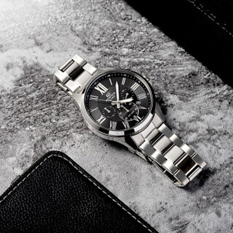 CASIO Stainless Steel Strap Mens Black Analog EFV-500D-1A