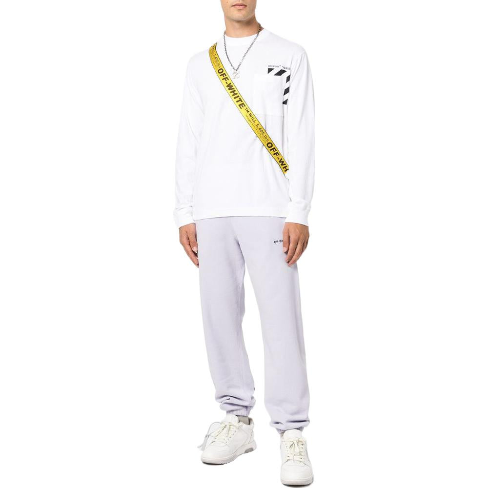 Men's Off-White SS22 Iconic Twill Printing Sports Pants/Trousers/Joggers Version Light Grey OMCH029F22FLE0043610