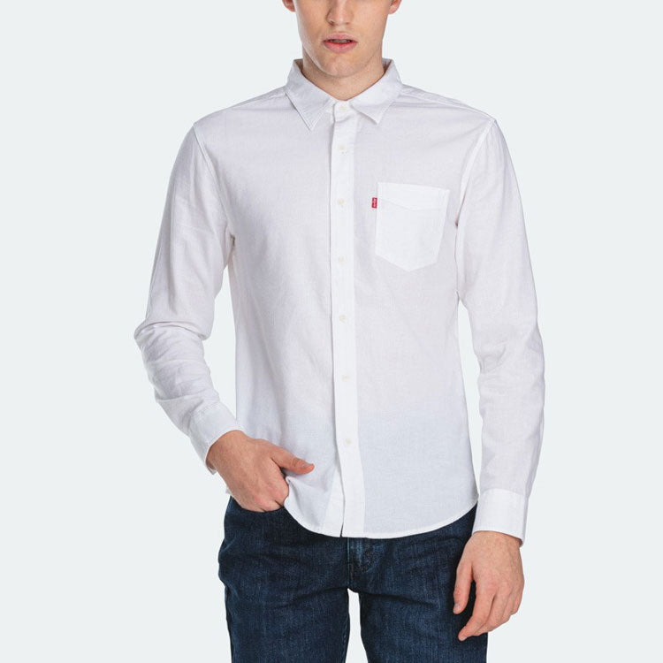 Men's Levis Solid Color Long Sleeves Shirt White 86619-0008