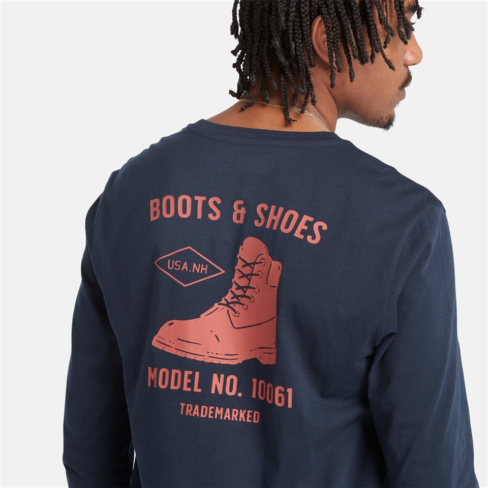 Timberland Shoe Logo Long Sleeves T-Shirt 'Navy Pink' A29FC-433