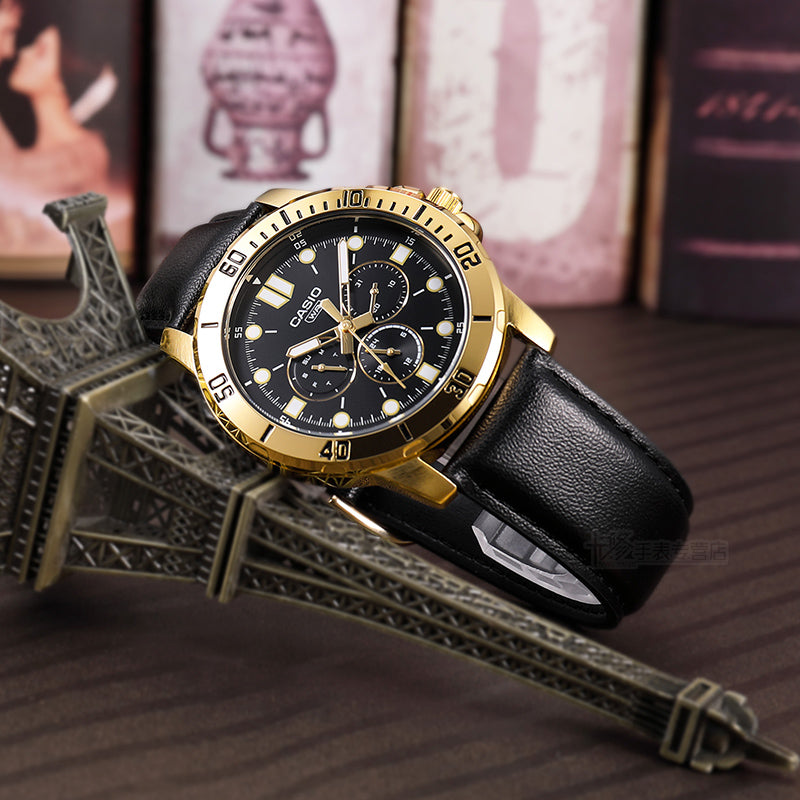 CASIO ENTICER Serieses Men's Gold Mens Black Analog MTP-VD300GL-1E