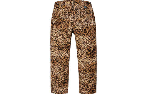 Supreme SS19 Velvet Flight Pant Zipper Pocket Long Pants Casual Pants Leopard print SUP-SS19-679
