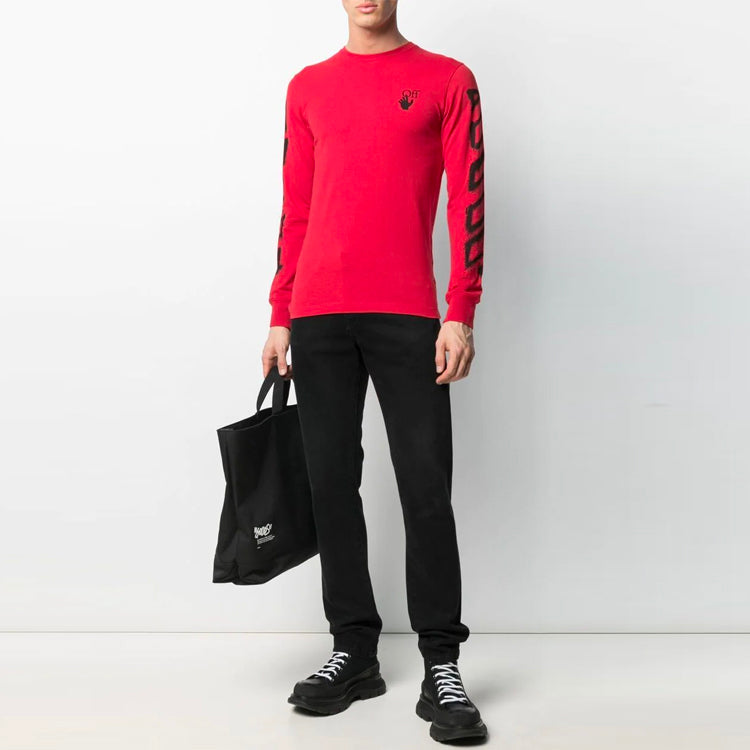 Off-White SS21 Geometry Pattern Long Sleeves Slim Fit Version Red OMAB001S21JER0052510