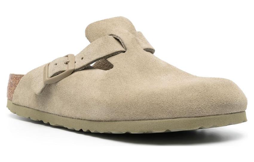 Birkenstock Boston Suede Leather Narrow Fit Sandals 'Faded Khaki' 1025844