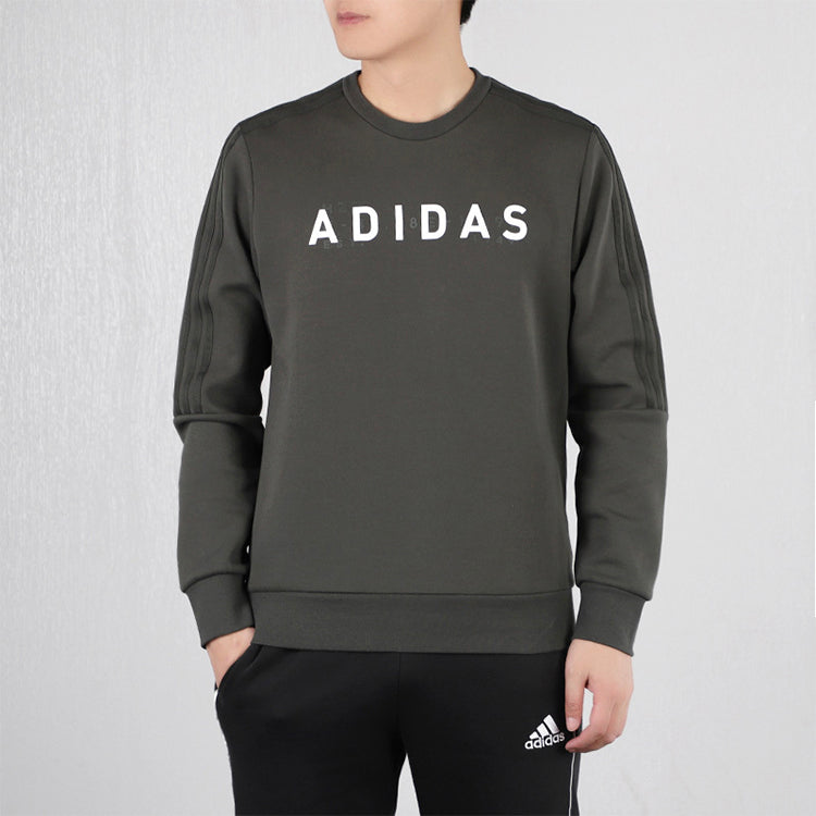 adidas logo Printing Sports Round Neck Pullover Brown FM9379