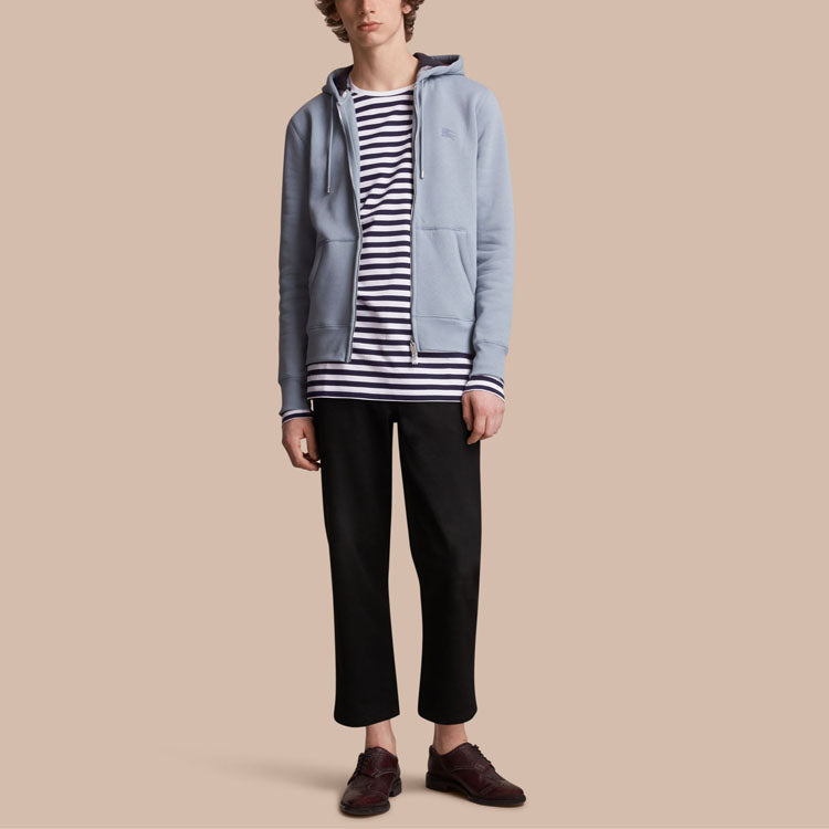 Men's Burberry hooded Zipper Jacket Light Blue 40569551