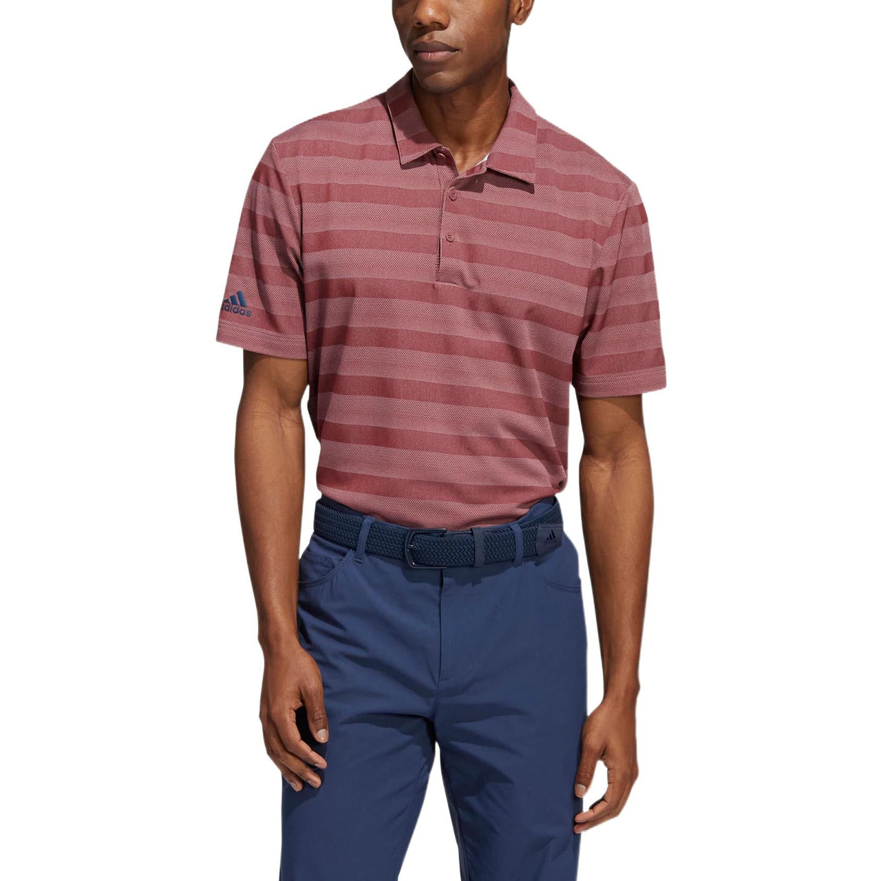 Men's adidas 2 Clr Strp Polo Stripe Logo Printing Short Sleeve Red Polo Shirt HM5328