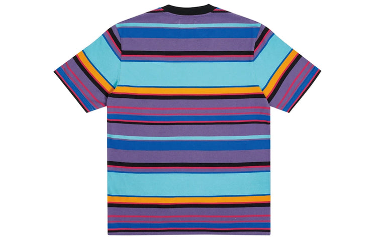 PALACE Logo Printing Stripe Colorblock Short Sleeve Unisex Blue P19ES026