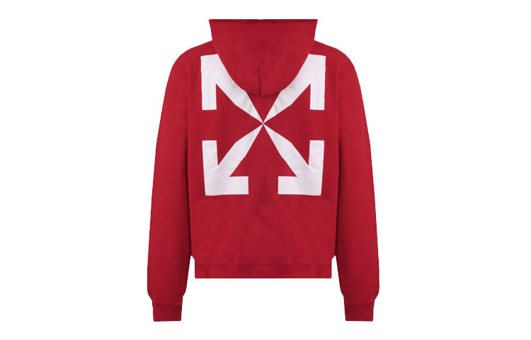 Off-White Arrows Pascal Skeleton Pascal Logo Hooded Sweater Men's Red OMBB037F20FLE0122540