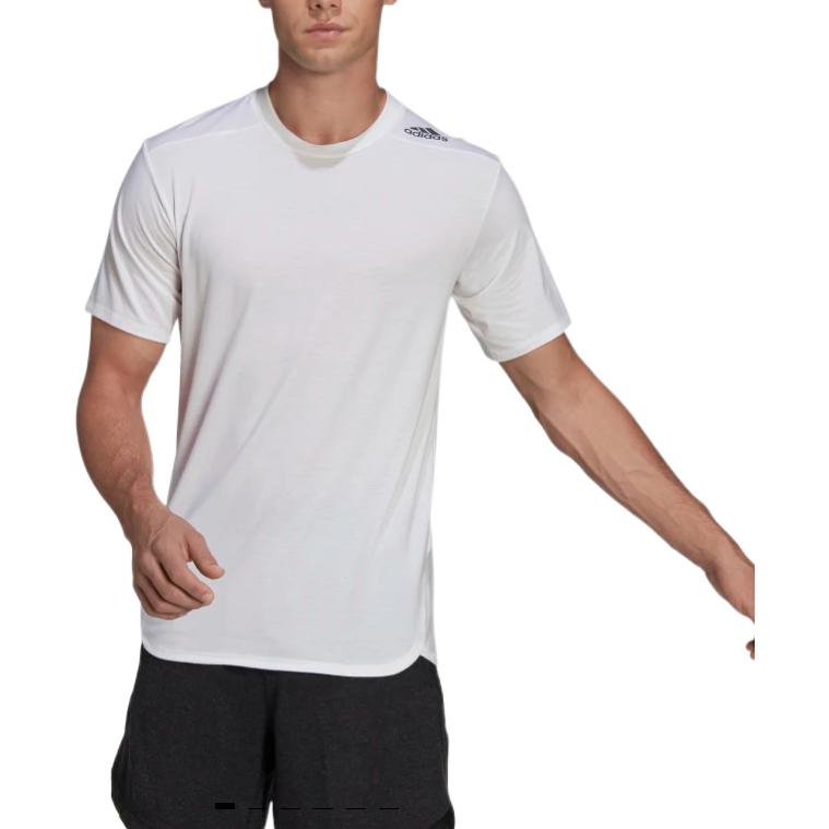 adidas Solid Color Sports Logo Casual Round Neck Short Sleeve White HA6363
