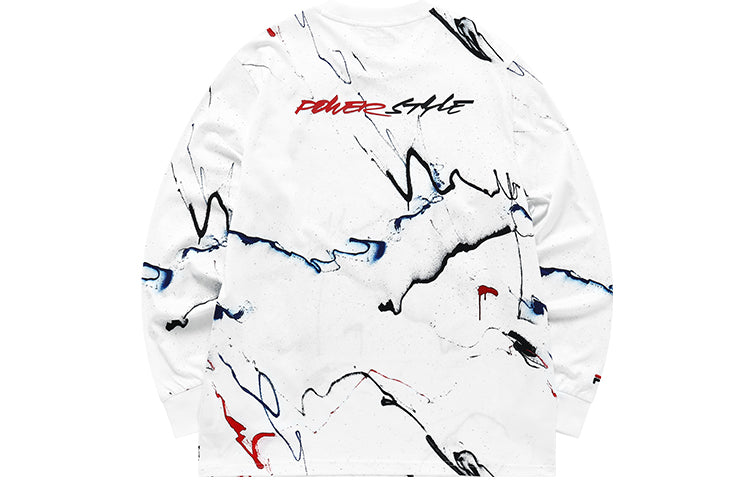FILA FUSION x FUTURA Crossover Splash Ink Full Print Loose Long Sleeves Couple Style White T11U138203F-WT