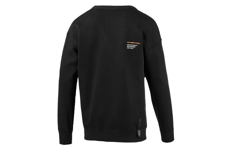PUMA Alphabet Logo Printing Fleece Lined Round Neck Black 597200-01