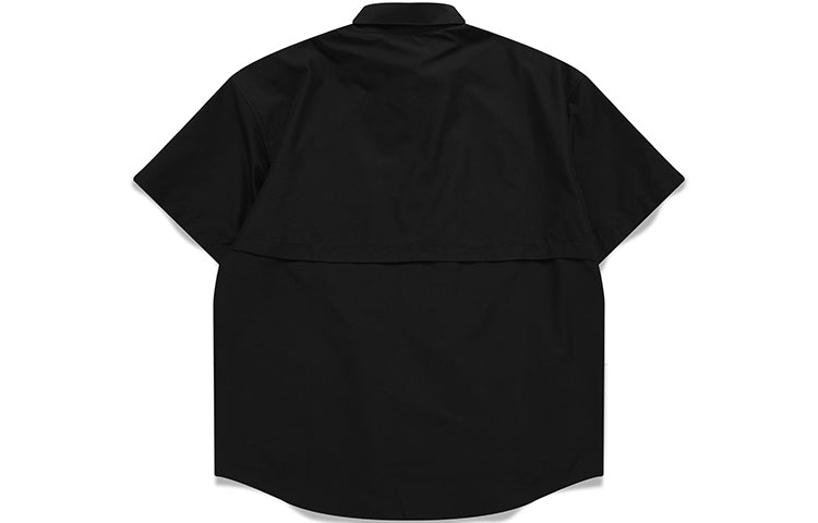 Men's FILA FUSION Multiple Pockets Splicing Short Sleeve Shirt Black T11M123403A-BK