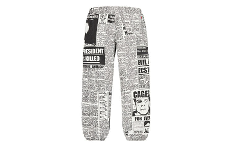 Supreme FW18 Newsprint Skate Pant White Pants Bundle Feet Pants Unisex SUP-FW18-839