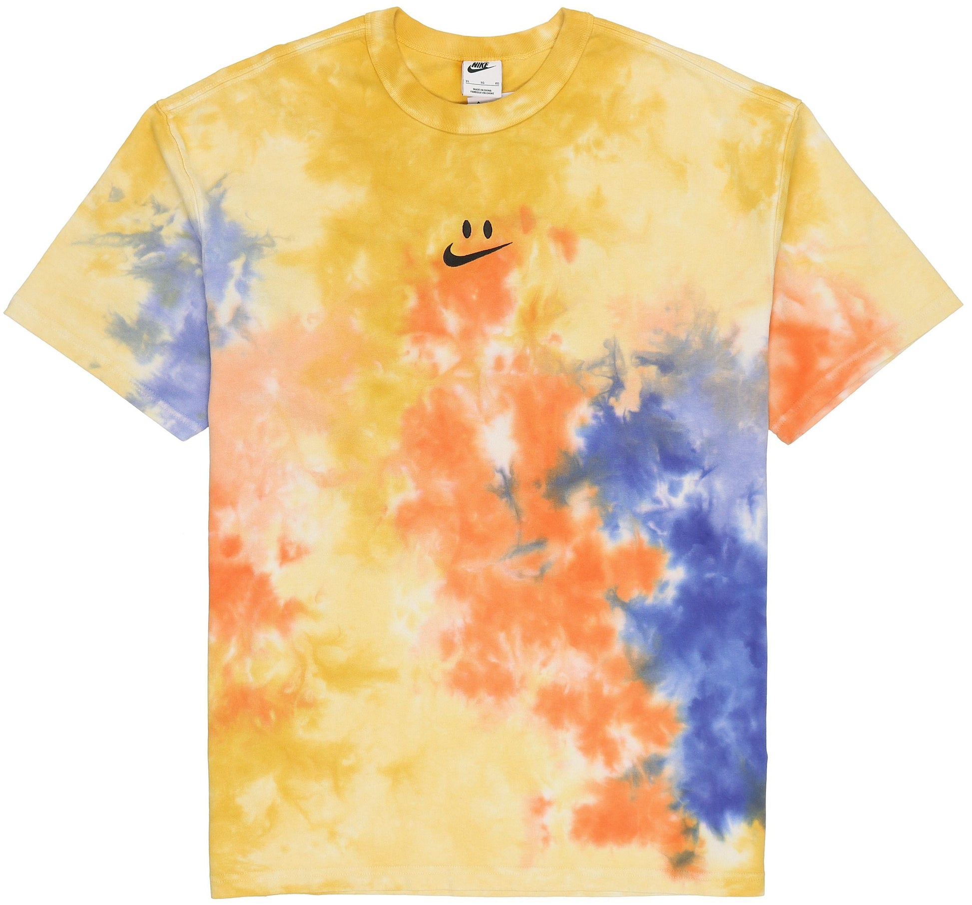 Men's Nike Sportswear Tie Dye Smiling Face Printing Loose Short Sleeve Orange T-Shirt DX7849-819