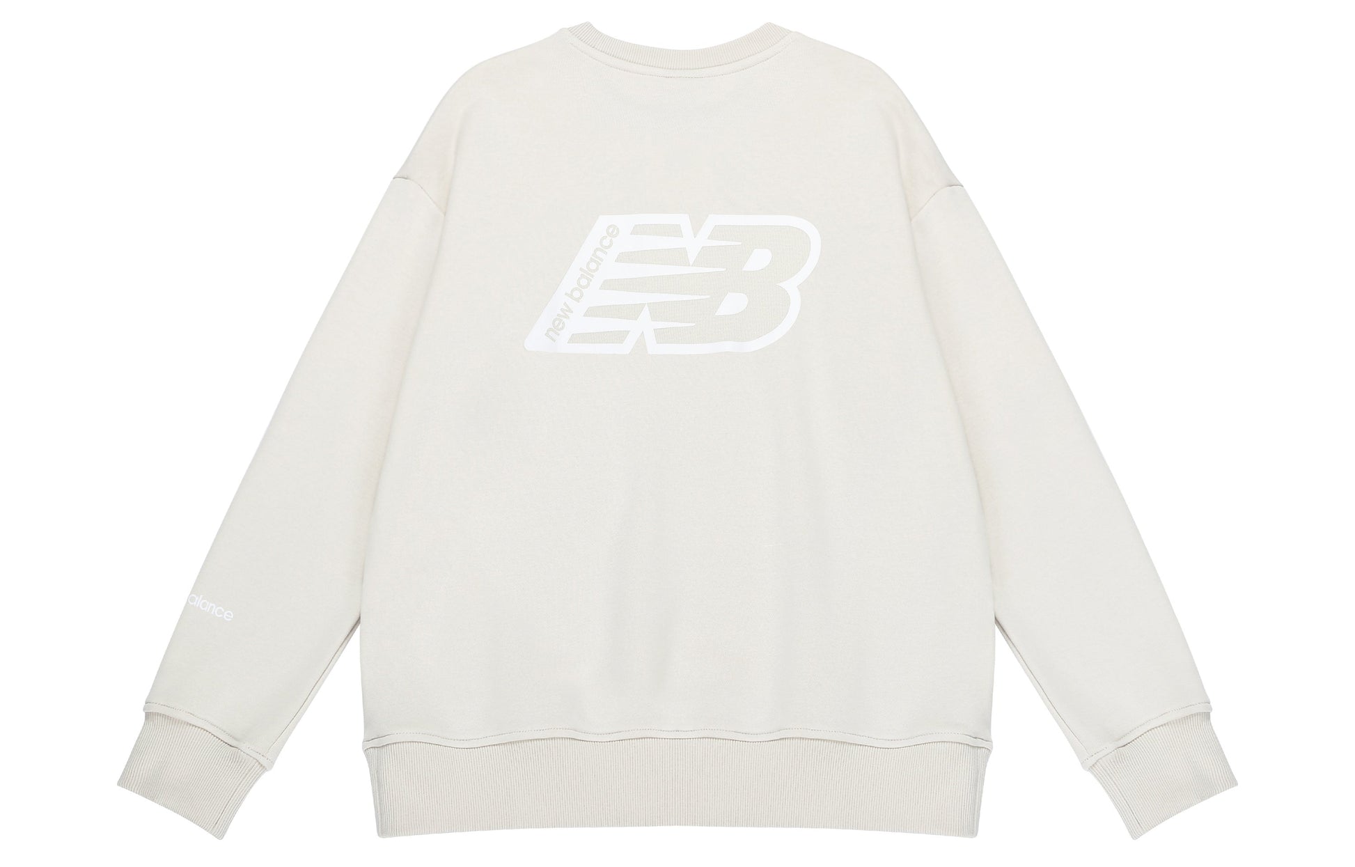 (WMNS) New Balance Logo Print Fleece Sweatshirt Asia Sizing 'Beige White' AWT23514-MBM
