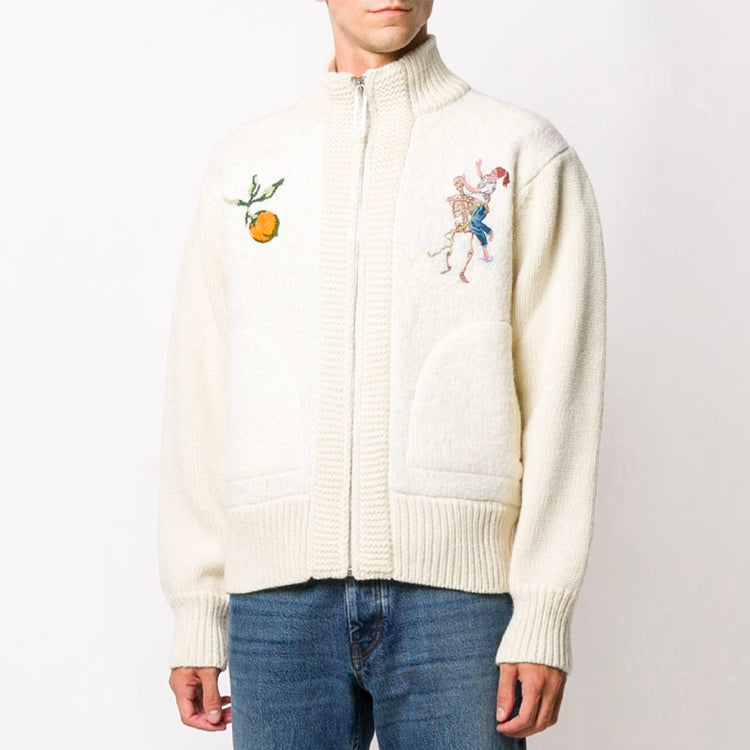 Off-White Knit Pattern aviator Solid Color Jacket Creamy White OMHF016F20KNI0010118