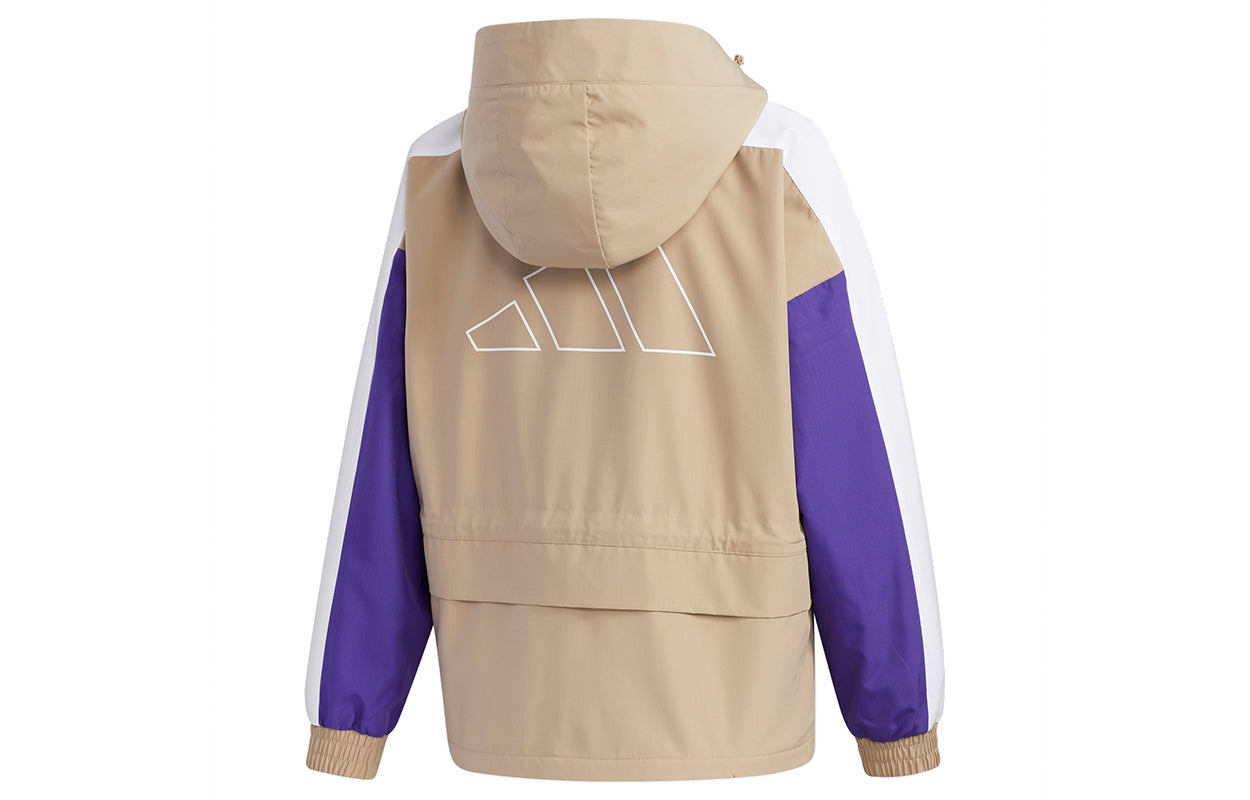 (WMNS) adidas Cny Jkt New Year Series Patchwork Print Pattern Sports Hooded Jacket Khaki Brown GP0611