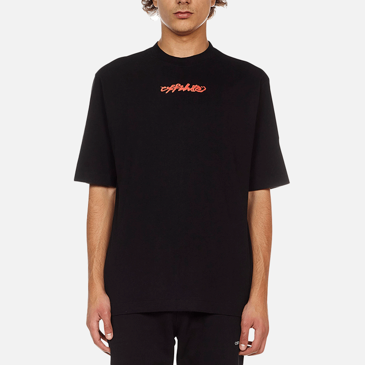 Off-White FW21 Logo Printing Arrow Pattern Round Neck Short Sleeve Ordinary Version Black OMAA119F21JER0151084