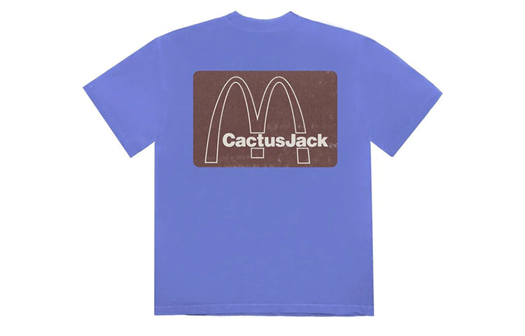Travis Scott Cactus Jack x Mcdonald Crossover Round Neck Short Sleeve Unisex Blue TS-XMMMLIW
