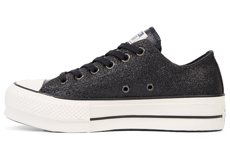 (WMNS) Converse Chuck Taylor All Star Shiny Metals Platform Low Top Thick Sole Black White 565899C