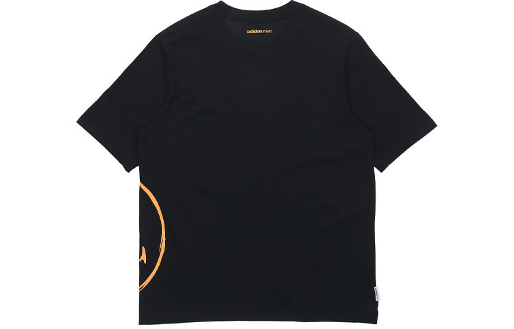 adidas neo U Csmy Tee Casual Sports Smiling Face Printing Short Sleeve Black H61985