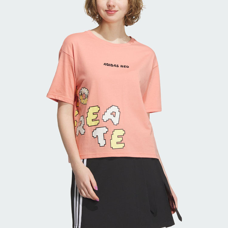(WMNS) adidas Neo Graphic Short Sleeve T-Shirt Asia Sizing 'Pink' IK5152