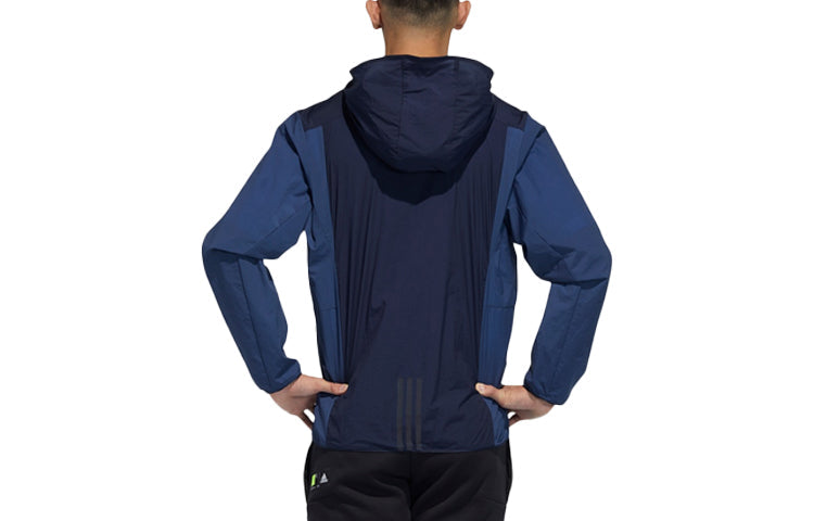 adidas M Tec Anorak Contrasting Colors Pocket Splicing Sports hooded Logo Jacket Blue GN0789