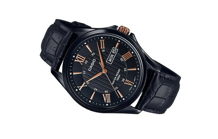 Men's CASIO STANDARD Series Retro Watch Calendar MTP-1384BL-1A2 Mens Black Analog MTP-1384BL-1A22021