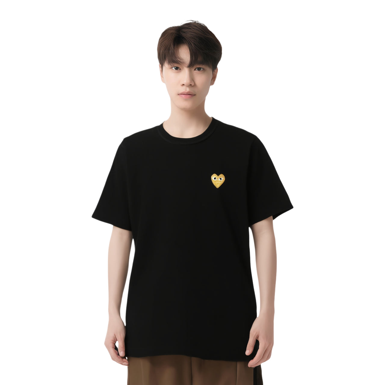 COMME des GARCONS PLAY SS25 Gold Heart T-Shirt 'Black' AX-T216-051-1