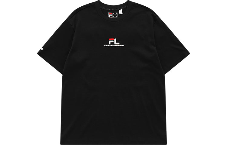 FILA FUSION x FUTURA Crossover Sports Round Neck Short Sleeve Couple Style Black T11U138103F-BK