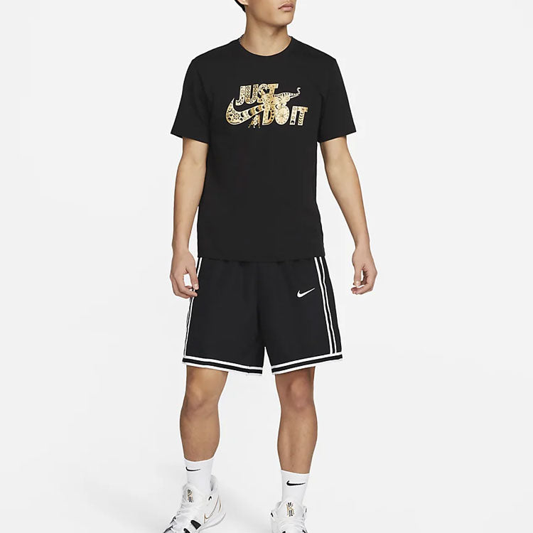 Nike Just Do It Casual Sports Breathable Basketball Short Sleeve Black DN3039-010