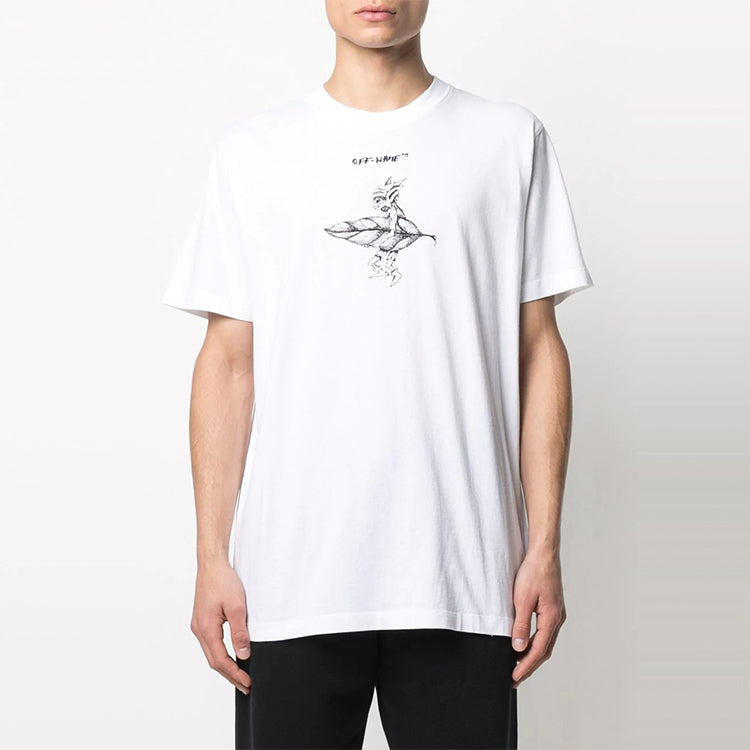 Off-White SS21 Logo Pattern Printing Short Sleeve White OMAA027R21JER0150110