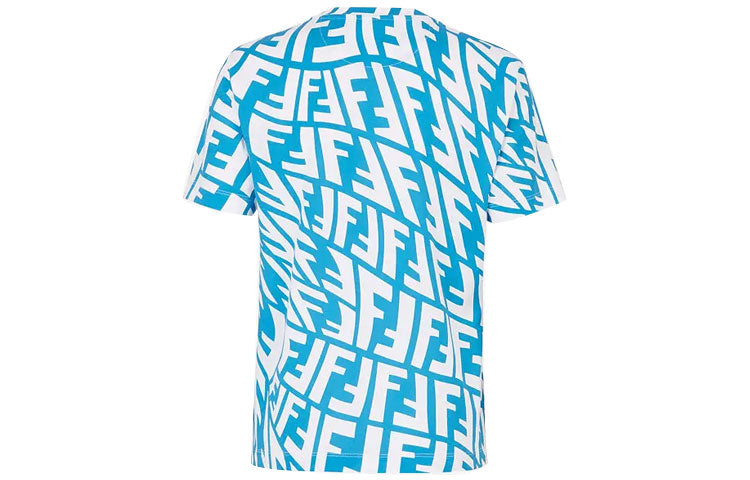 Alphabet Pattern Printing Round Neck Pullover Short Sleeve Blue Round Neck Short Sleeve T-Shirt FS7254AGT2F1AXZ