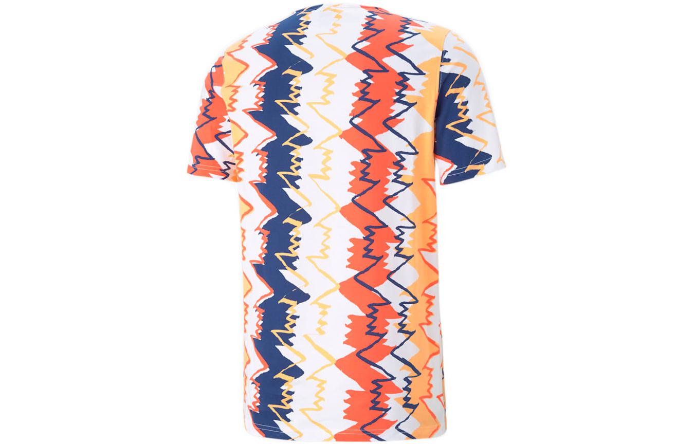 PUMA Multi Cotton Self Pattern Regular Fit T-Shirt 'White Red Blue Yellow' 530734-02