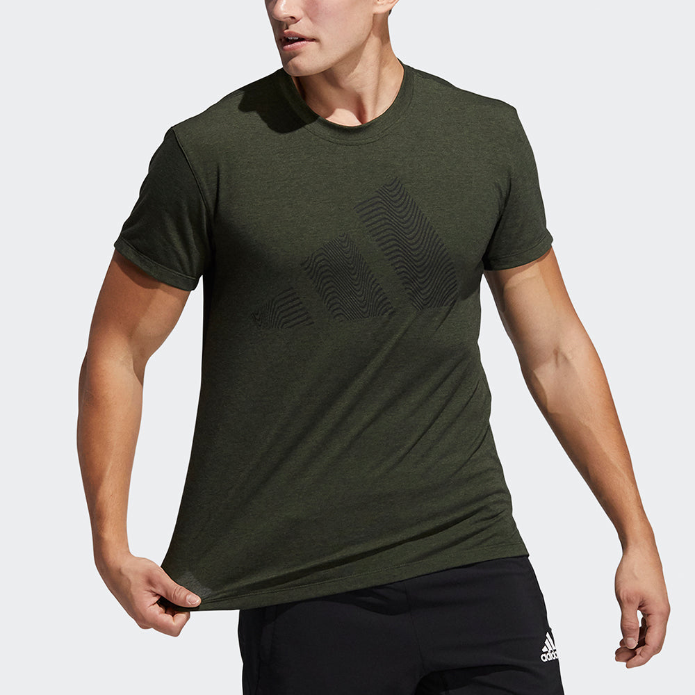 adidas Three-bar Tee Logo Printing Training Sports Short Sleeve Green GT7249