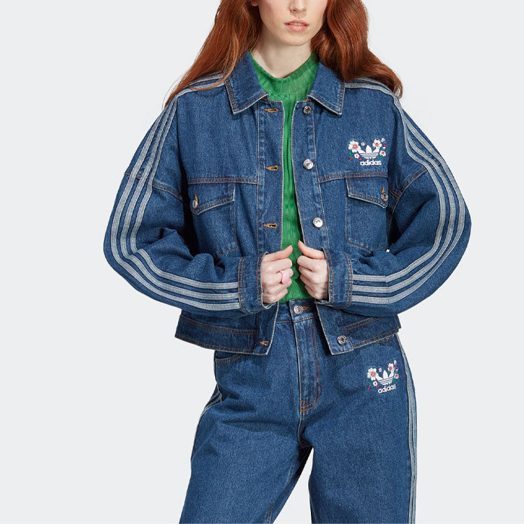 (WMNS) adidas Originals Logo Denim Jacket 'Blue Indigo' IP3767