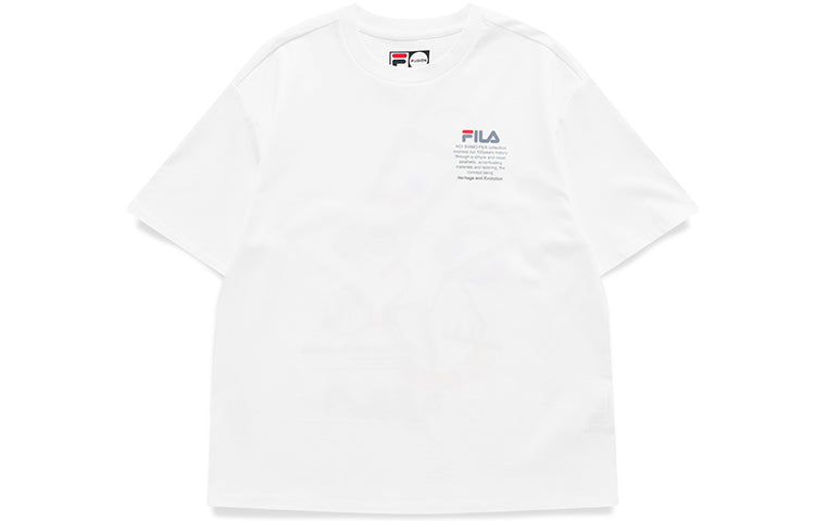 FILA FUSION Back Graffiti Printing Loose Sports Short Sleeve White T11W121103F-WT