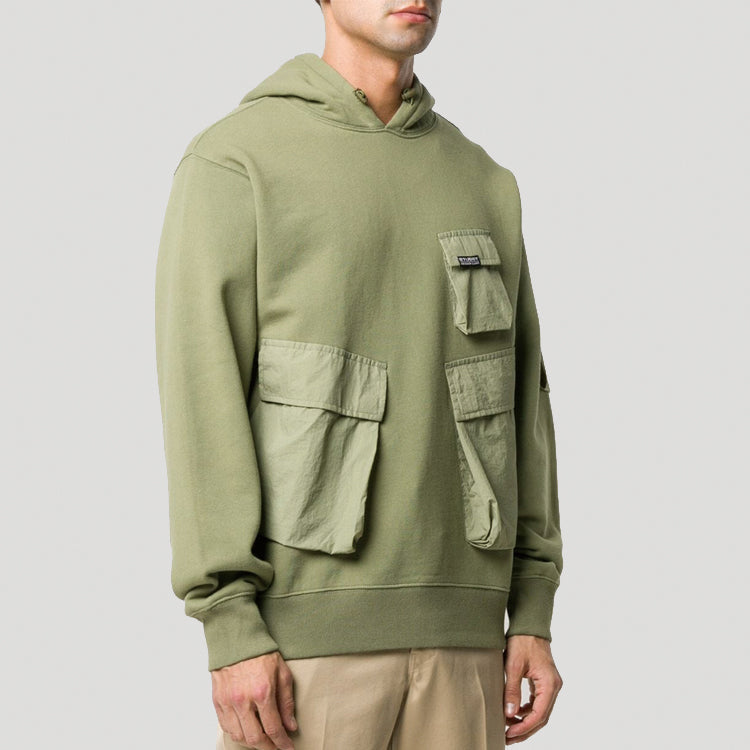 Men's Stussy Cargo Fleece Hood Multiple Pockets Khaki 218094