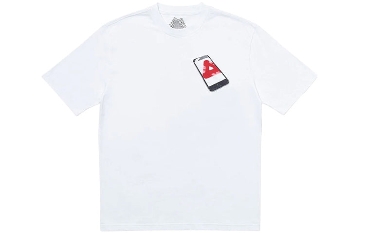 Men's PALACE Tri-Phone Pattern Round Neck Short Sleeve White P18TS115