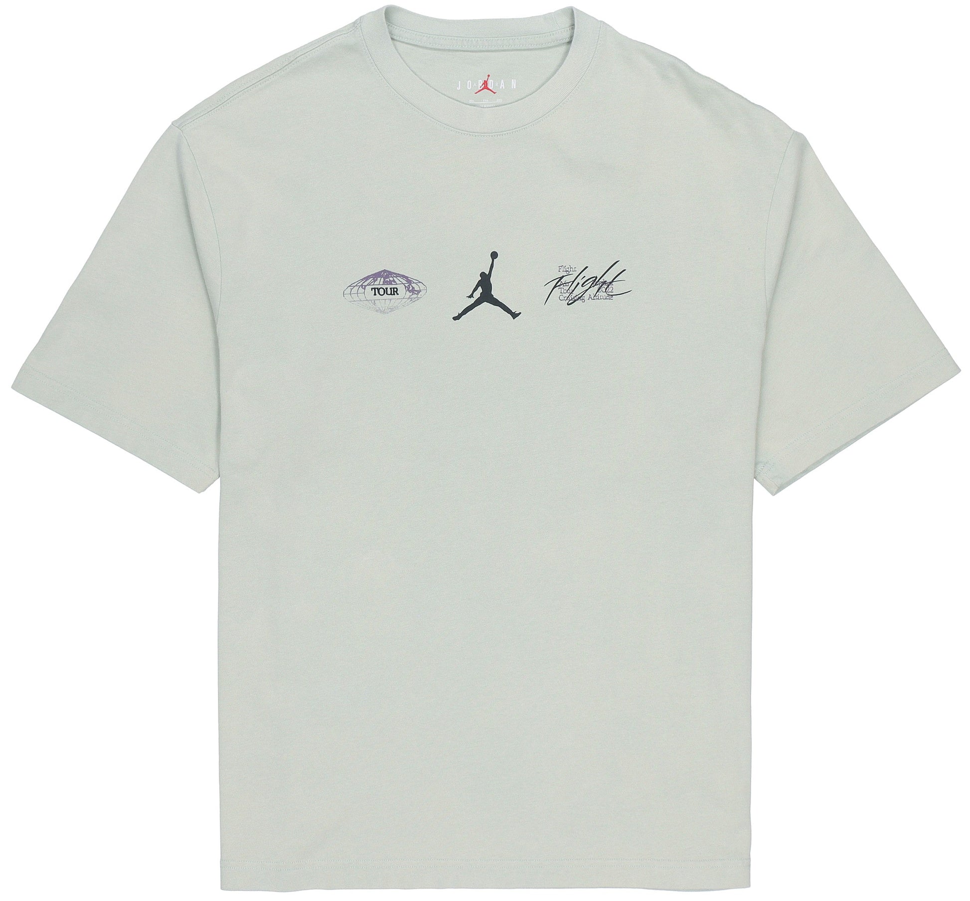 Men's Air Jordan Back Character Alphabet Printing Casual Round Neck Short Sleeve Water Blue T-Shirt DM1445-017