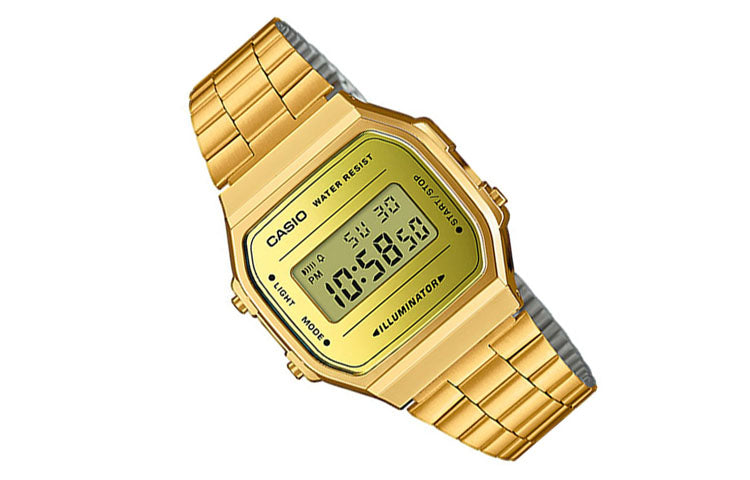 CASIO Mirror Face Stainless Steel Unisex Vintage Waterproof Mens Gold Digital A168WEGM-9