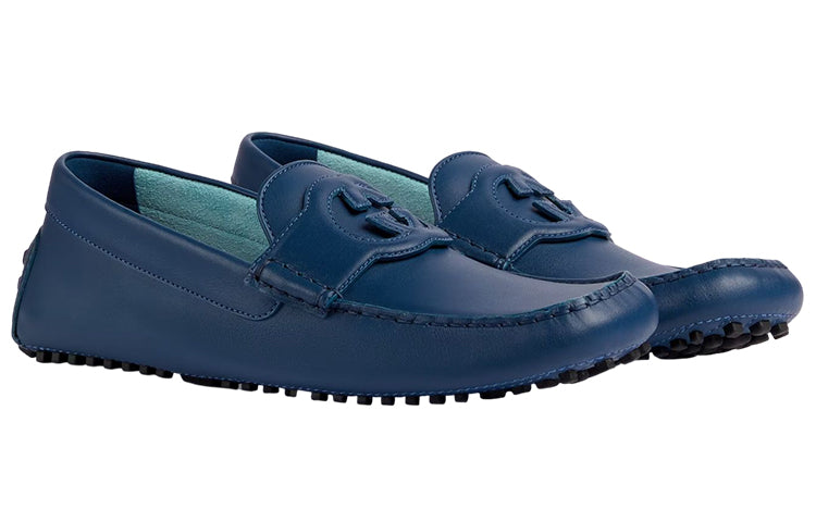 Gucci Interlocking G Leather Driver Shoes 'Blue' 730148-1XH60-4236