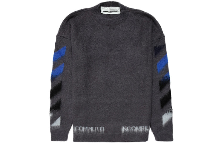 Off-White FW19 Arrow Mohair Sweater Men Grey OMHA036E19B020240788