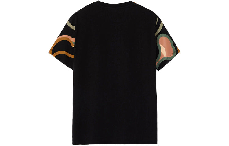 KENZO SS21 Pattern Printing Loose Round Neck Short Sleeve Black T-Shirt FB52TS9444SB-99