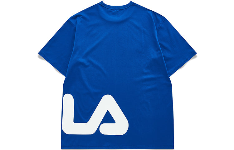 Men's FILA FUSION Contrasting Colors Logo Round Neck Sports Short Sleeve Blue T11M122114A-BU